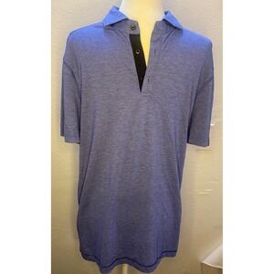 Lululemon Polo Shirt Men Large Blue Excellent Short Sleeve Heathered Golf Sport